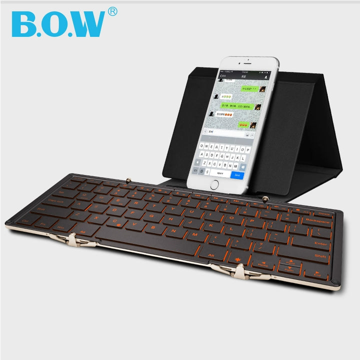 Bow Backlit Foldable Bluetooth Keyboard Wired USB Mobile Phone iPad Tablet Laptop Dual-Mode Wireless Portable